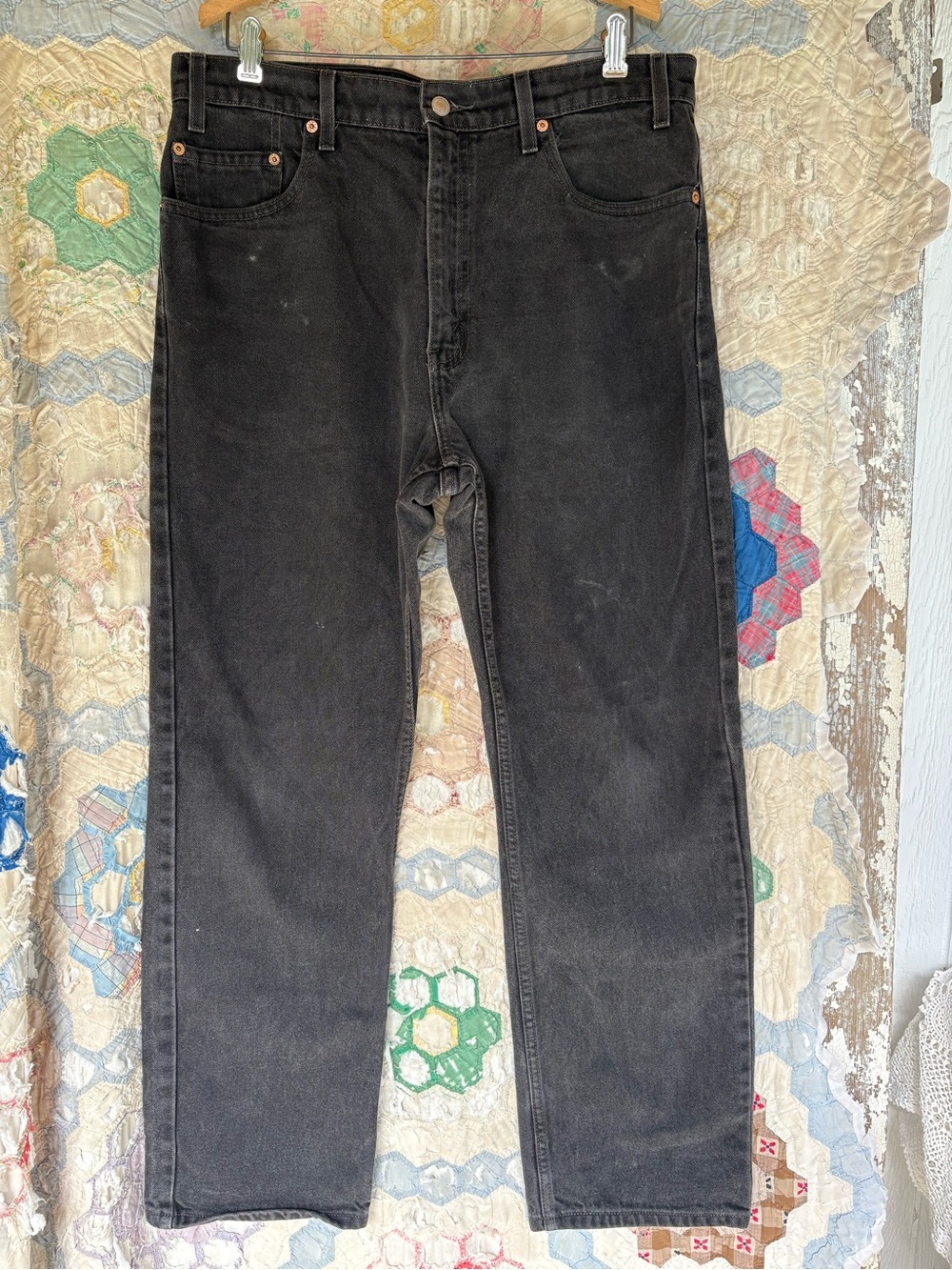 Vintage Levi's Black Relaxed Straight-Leg Jeans 36x30 USED